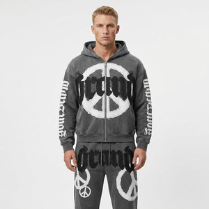 Wholesale Price Men's Flared <b>Tracksuit</b> Long Sleeves Printed <b>Y2K</b> Style Unisex Pullover Outdoor Fashion Vintage Women's <b>Tracksuit</b> - Product Image 1