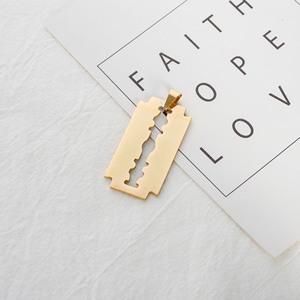 Themed Blade Pendant <b>Titanium</b> Steel 18k Gold Plated Men's Necklace Everyday Wear - Product Image 4