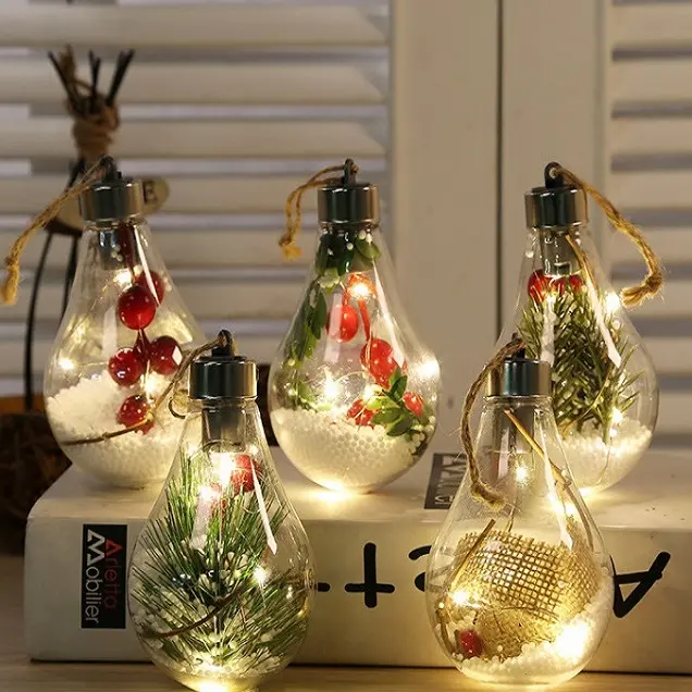 Simulado Lâmpada decorativa Da Árvore de Natal Ornamentos Pingente Wram Branco Interior Decorações De Natal Ao Ar Livre Luzes de Natal