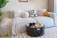 YANGYANG PET Luxuriöses Samt-Cartoon-Hundebett/Katzenbett mit abnehmbarem, waschbarem Bezug, einfarbiges Dreiecksmuster