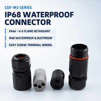 Connecteur étanche ultra-compact CDF-M3, taille pile AA, le plus petit, IP68, connecteur d'alimentation 2 ou 3 broches pour câblage de bande LED dissimulée