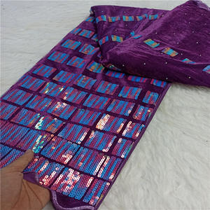 Tissus en dentelle à sequins de haute qualité nigérians, dentelle douce pour robes de mariée et de soirée - Product Image 5