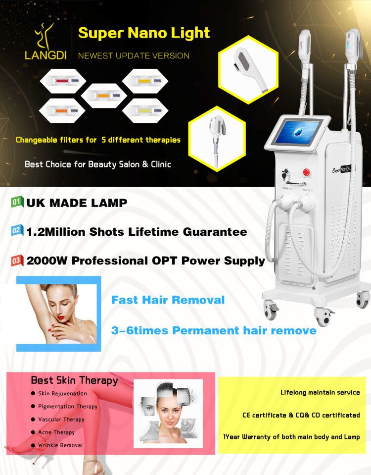 Super Nano Light OPT SHR IPL for hair removal/skin rejuvenation/Vascular Therapy & Breast lift