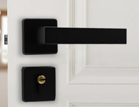Serrure de porte en alliage d'aluminium noir massif, moderne et confortable, pour chambre à coucher, avec poignée à levier silencieuse pour l'intimité et l'entrée, vente en gros