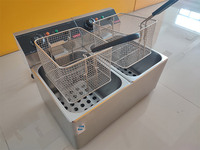 Friteuse électrique à double cuve en acier inoxydable pour comptoir, idéale pour les hôtels, restaurants et usage commercial – Friteuse à poulet/frites