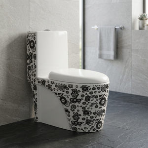 WC monobloc en céramique Vistaar blanc avec double chasse d'eau, design moderne pour projets de villas et de lavatoires - Product Image 4