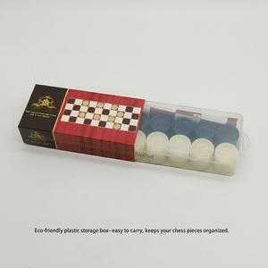 专业级 100 块国际西洋跳棋套装 40 件套 耐用大号树脂棋子 防水棋盘 便携式环保 - Product Image 2