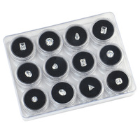 Boîte de rangement et de présentation en acrylique transparente 12 bits pour bagues simples, pierres colorées et fermoirs à boucle en diamant brut