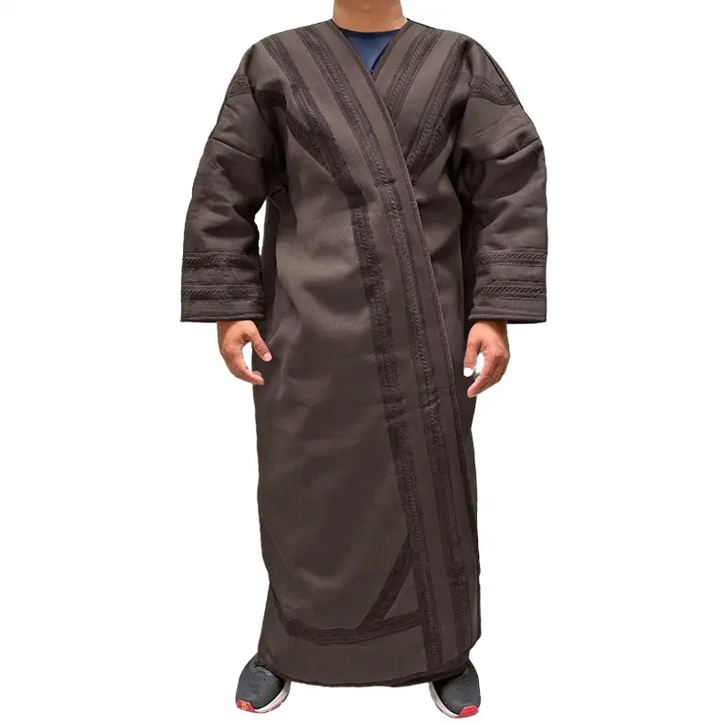 6014 paling populer gaya baru Islam tetap hangat tebal abaya Musim Dingin muslim untuk pria pakaian sehari-hari luar ruangan