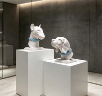 Tête de mannequin pour chien en fibre de verre Lavinia, sculpture de buste moderne, statue de présentation sur table pour la décoration de vitrine de magasin d'animaux