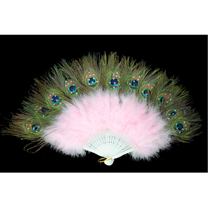 Abanico <span class=keywords><strong>de</strong></span> mano plegable <span class=keywords><strong>de</strong></span> plumas <span class=keywords><strong>de</strong></span> pavo real grande HS para mujer, accesorio para fiesta <span class=keywords><strong>de</strong></span> té, baile <span class=keywords><strong>de</strong></span> vacaciones, decoración nupcial para boda - Product Image 4