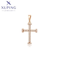 X001122981 Bijoux XUPING Plaqué Or 18K Zircone Cubique Synthétique Sertie de Pierres Croix Homme Charme Pendentif Mode
