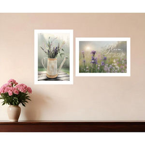 HMS Set di due fiori in cui sei piantato 3 stampe eleganti da parete con cornice bianca per l'arredamento della casa - Product Image 1