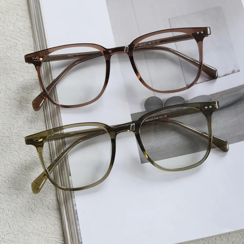 Bingkai kacamata persegi untuk pria hitam hijau TR90 bingkai asetat wanita kacamata optik lensa jernih