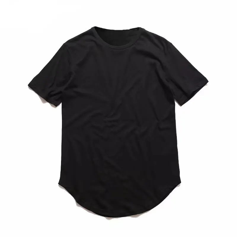 Wholesale High Quality Logo Printing Plain Curved Hem Long line Wholesale Blank Custom T Shirts