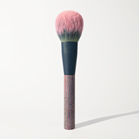 Pinceau Kabuki Grand Format Bohème Coloré à Manche en Bois Stratifié, Poils Synthétiques Dégradés, pour Poudre Libre et Fixatrice, Doux et Volumineux