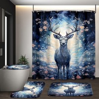 Ensemble de rideaux de douche personnalisés de luxe OEM, imprimés, imperméables, résistants à la moisissure, en polyester, impression numérique 3D, décoration de salle de bain, crochets