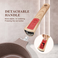 Casserole en céramique antiadhésive SANLANG pour enfants, en aluminium moulé, avec poignée et couvercle amovibles