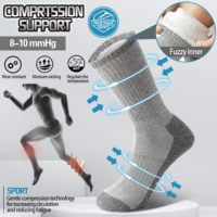 Chaussettes chaudes thermiques en laine mérinos pour la randonnée Ski Sports de plein air Logo personnalisé Casual High-Crew Anti-Bacterial Winter Thick