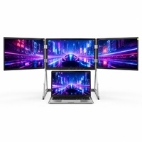 Moniteur portable triple écran multi-tâches pour bureau, 15,6 pouces, 1080P IPS, Type C, haut-parleur intégré, Plug & Play, pour ordinateur portable et ordinateur de bureau