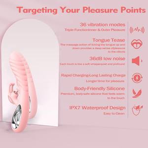 Vibrateur en silicone à 36 modes de vibration, petit modèle avec antennes, pour adultes. - Product Image 3