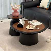 Table basse ronde de style nordique moderne couleur crème pour salon, plateau en bois, petit appartement, mobilier simple pour la maison