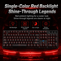 Clavier mécanique filaire USB F9 Panther S 2.0, 104 touches NKRO, pavé supérieur en alliage, rétroéclairage LED rouge, étanche, ergonomique pour les joueurs et le bureau