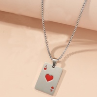 Collier en diamant en forme de cœur de pique pour homme et femme, pendentif en diamant sportif pour couple, chaîne de pull plaquée cuivre sous vide, accessoires