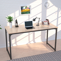 Meja Komputer Workstation Ganda Panjang dari Kayu dengan Kaki Logam untuk Kantor Rumah
