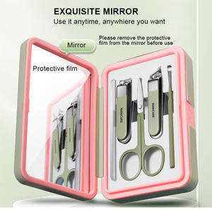 Yeni manikür ve pedikür seti 5 adet paslanmaz çelik Anti sıçrama tırnak makası güzellik tırnak bakımı araçları ile ayna plastik kasa - Product Image 4