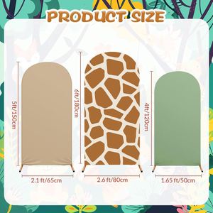 Lot de 3 toiles de fond arquées à motifs d'animaux girafes, <span class=keywords><strong>jungle</strong></span> sauvage, forêt, extensibles, pour photographie, fond mural pour arche de mariage - Product Image 2