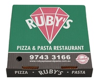 Boîte à Pizza en carton ondulé brun avec Logo imprimé personnalisé blanc, pour Restaurant de boulangerie et Pizza