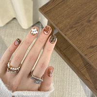 Kuku Palsu Modis Buatan Tangan Bahan Plastik ABS Full Cover Gaya Lucu Press-On Nails untuk Jari 10 Pcs/set