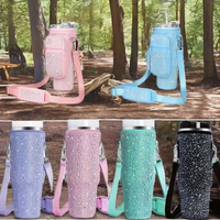 Housse de transport réutilisable en néoprène pour gobelet isotherme 40oz, avec strass tendance, accessoire de bar classique pour bouteille d'eau