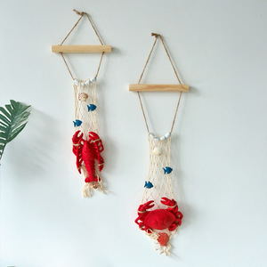 Mediterranean Macrame Wall Hanging With Crab And Fish Net Decor For Commercial <b>Space</b> <b>Decoration</b> 2Pcs - Product Image 3