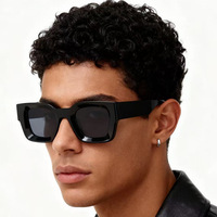 Kacamata Hitam Unisex Bingkai Tebal Persegi Gradasi Oranye UV400 Full Frame Klasik untuk Penggunaan Luar Ruangan