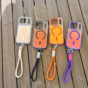 Funda Magnética Translúcida de Alta Calidad con Correa de Muñeca para iPhone Air 16 15 14 13 12 11 17 Pro Max, Compatible con Carga Inalámbrica - Product Image 1