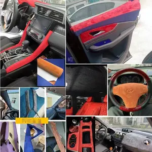 1.38m * 3m autoadesivo elástico de quatro lados para camurça, couro de veado, teto de carro, modificação de interior, assentos de carro