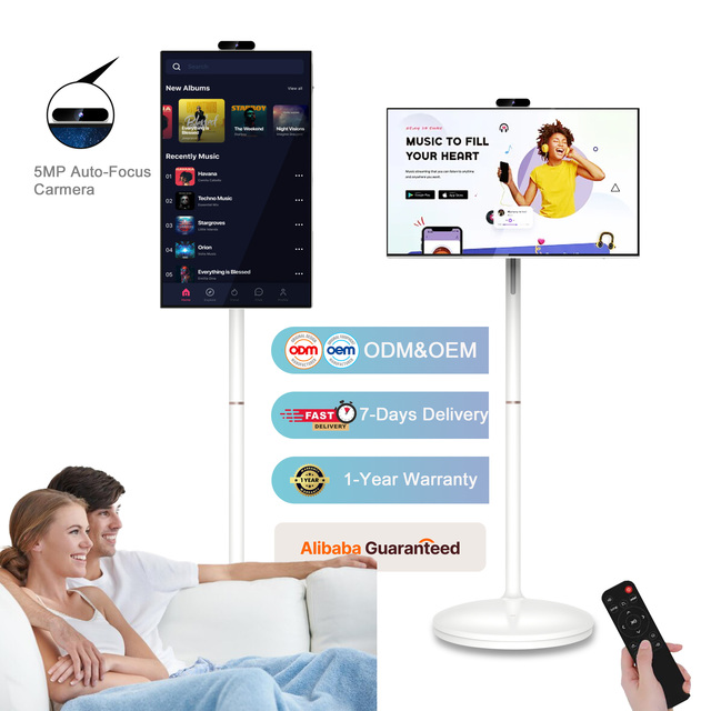32-Inch Smart LED TV with Android OS LED Backlight HDTV Definition White Cabinet Multi-Use Home Theater