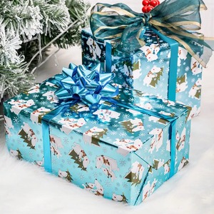 CuPolar Bear Christmas <b>Tree</b> Metallized Eco-Friendly Art Paper Gift Wrapping Roll Single-Sided Coated Recyclable 100GSM Digital - Product Image 4