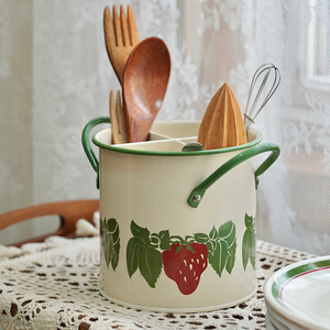 Cubo de almacenamiento de vajilla de Metal de hierro Vintage de estilo antiguo, escurridor de cocina para palillos, suministros para hornear, jaula para palillos de hierro - Product Image 2