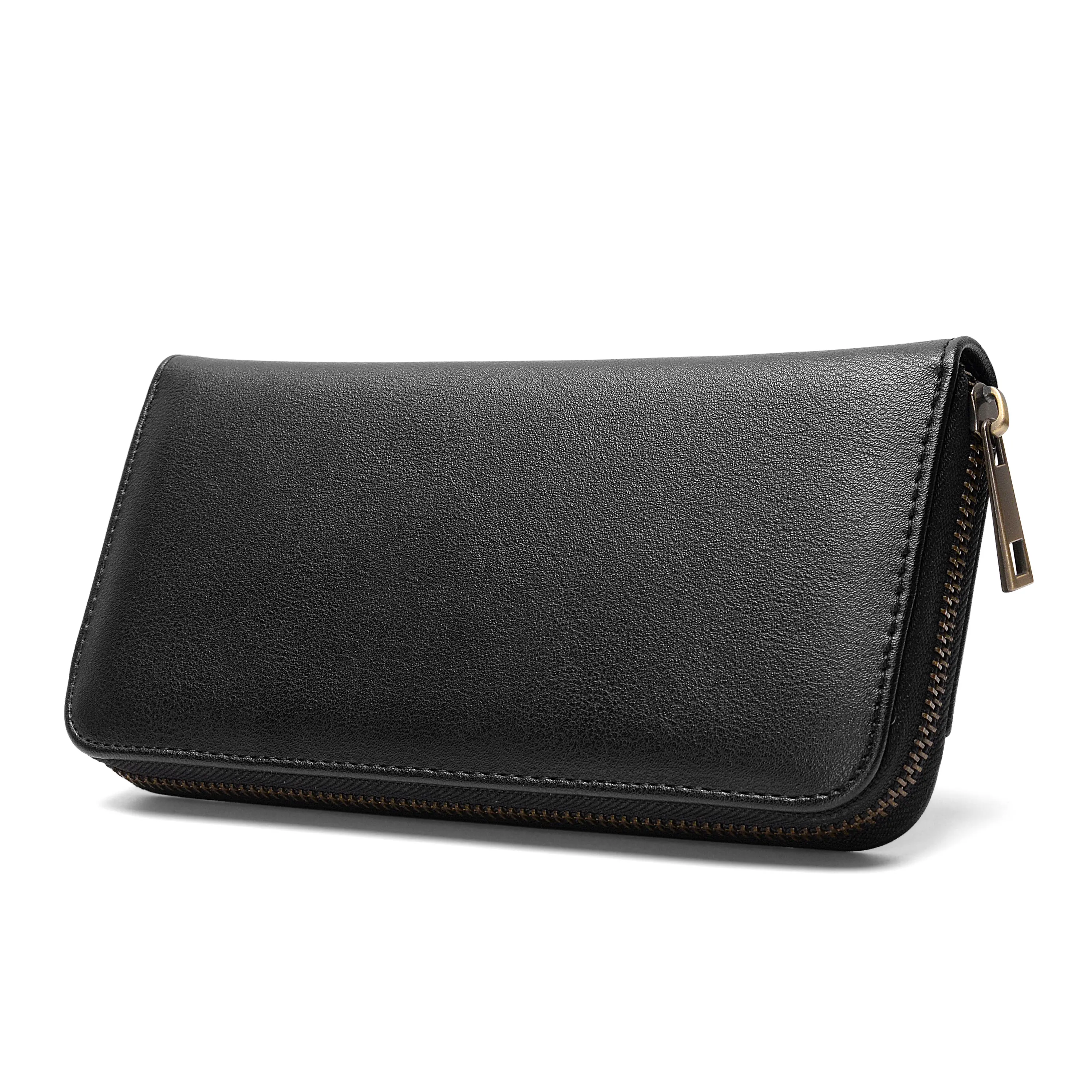 New Luxury copper Zipper Around long Women clutch bag back pocket cash card holder purse phone bags fashion color Envelop wallet