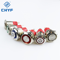 Interrupteur à bouton-poussoir CHYF avec symboles de ventilateur, 19 mm, 22 mm, 10 A, 20 A, 12 V, LED éclairée, étanche, momentané ou à enclenchement, en métal
