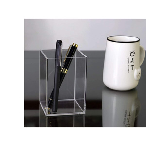 Acrylic Stationery Desktop Organizer Clear Pencil Pen Holder cup