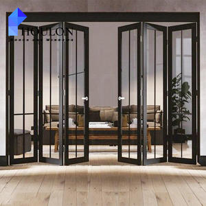 Portes coulissantes pliantes en accordéon à double verre trempé en aluminium et étanchéité à l'air de <span class=keywords><strong>12</strong></span> pieds - Product Image 3