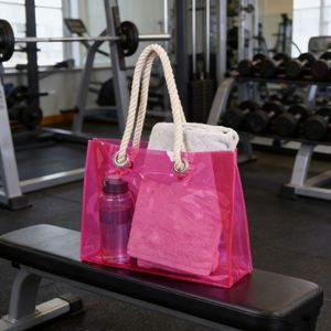 Pvc Holographic Tote With Cotton Rope Handles Iridescent Transparent Jelly Custom Logo Handbag <b>Gift</b> Shopping Shoulder Bag - Product Image 2