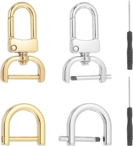 MECCANIXITY Ganchos giratorios desmontables con anillas en D y destornillador para correas de bolsos y cordones de carteras - Product Image 1