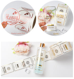 Autocollants personnalisés pour flacons cosmétiques transparents, rouleau d'autocollants transparents, estampage à chaud, logo en feuille d'or, étiquettes d'autocollants - Product Image 5