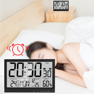 EMAF Reloj de Pared con Calendario, Estación Meteorológica Digital, Temperatura y Humedad, Despertador, Dormitorio y Oficina, OEM - Product Image 4
