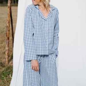 Conjunto de <span class=keywords><strong>pijama</strong></span> de guinga de doble capa de algodón puro superventas con mangas largas y pantalones largos para <span class=keywords><strong>hombre</strong></span> - Product Image 5